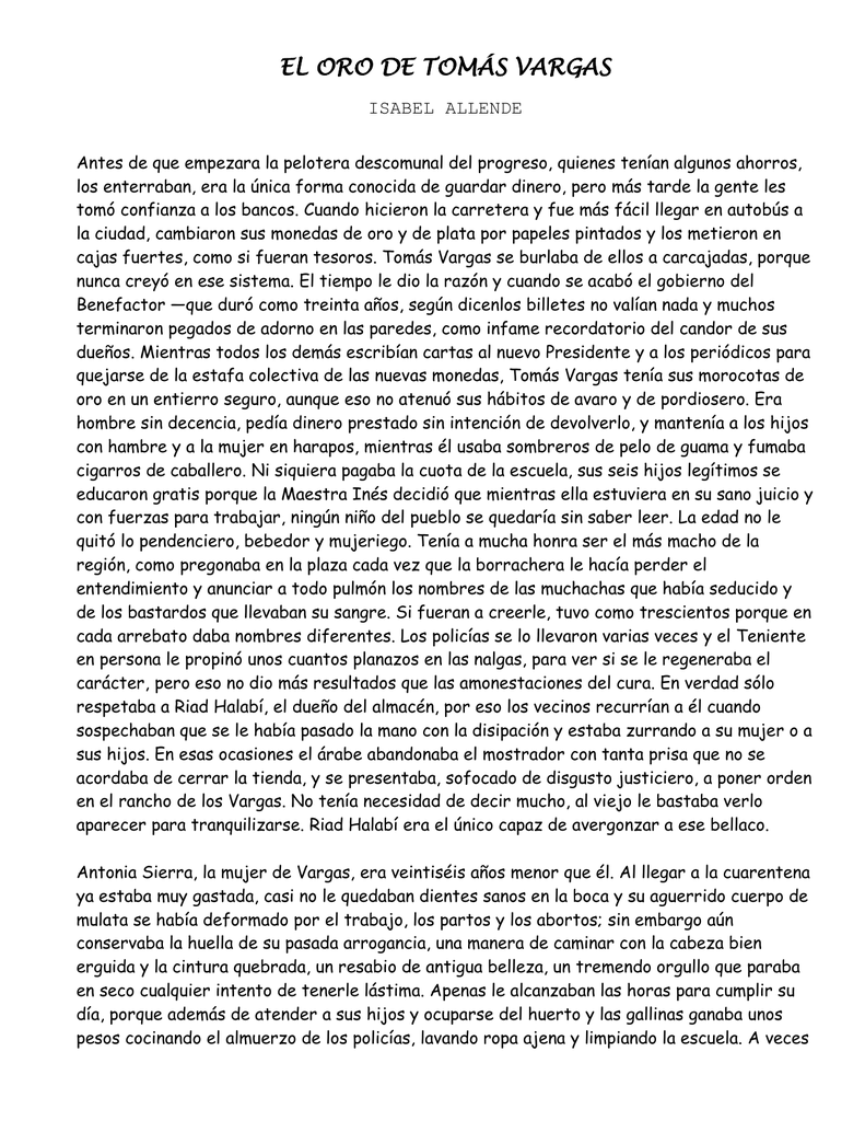 El Oro De Tomas Vargas