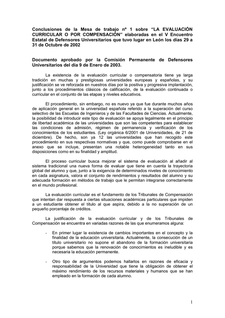 Evaluacion Curricular O Por Compensacion