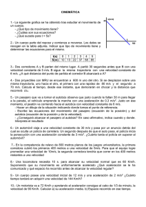 CINEMÁTICA  1.- La siguiente grafica se ha obtenido tras estudiar el... un cuerpo.