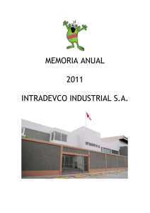 MEMORIA ANUAL 2011 INTRADEVCO INDUSTRIAL S.A.