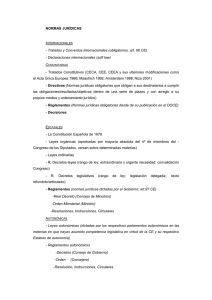 NORMAS JURÍDICAS  I - Tratados y Convenios Internacionales (obligatorios, art. 96 CE)