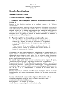 Derecho Constitucional Unidad 17 (primera parte) I - Las funciones del Congreso