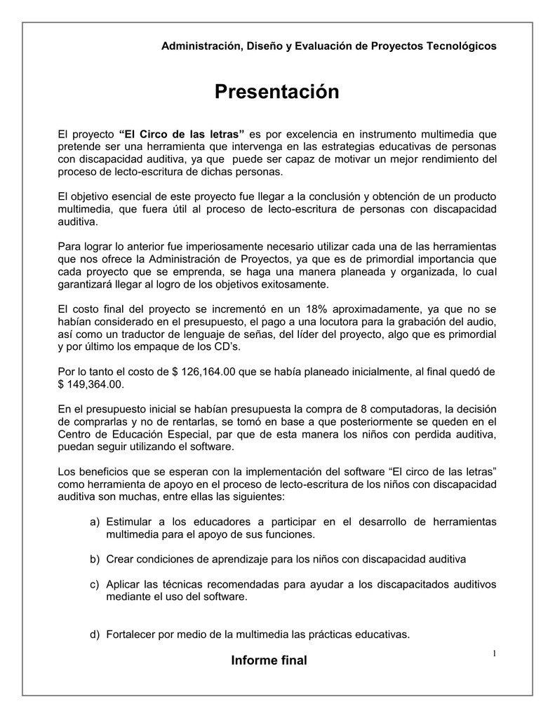 Resumen Ejecutivo Del Proyecto