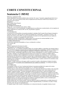 CORTE CONSTITUCIONAL Sentencia C-505/02