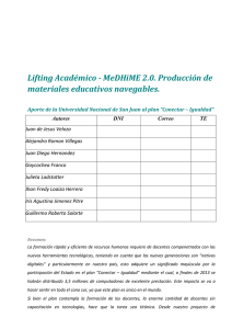 Lifting Académico - MeDHiME 2.0. Producción de materiales educativos navegables.