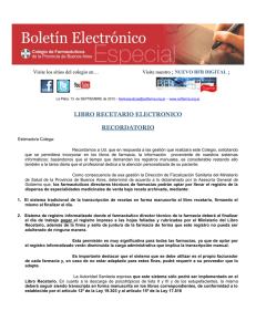 BOLETIN ELECTRONICO ESPECIAL - Libro Recetario Electrónico