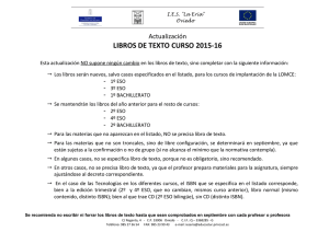 LIBROS DE TEXTO CURSO 15/16