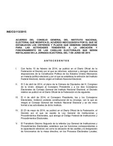 INE/CG113/2015 ACUERDO DEL CONSEJO GENERAL DEL