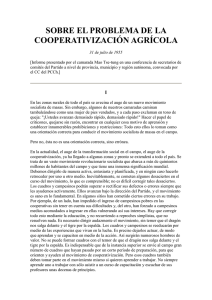 SOBRE EL PROBLEMA DE LA COOPERATIVIZACIÓN AGRÍCOLA