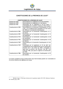 CONSTITUCIONES DE LA PROVINCIA DE JUJUY