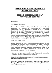 especialidad en biotecnologia - Colegio de Bioquímicos de Córdoba