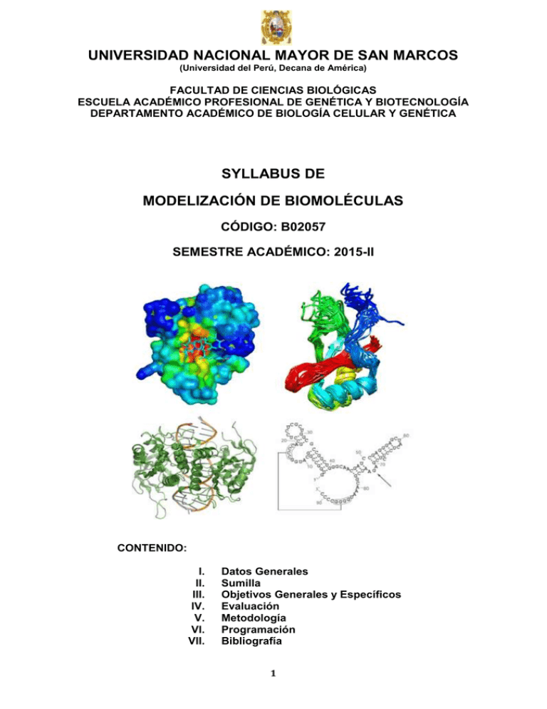 Modelizacion De Biomoleculas - Facultad De Ciencias Biológicas