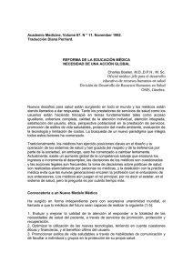 Reforma de la educación médica: necesidad de una acción global