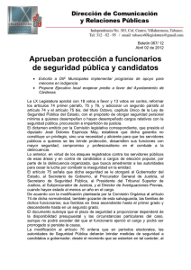 Aprueban protecci+¦n a funcionarios de seguridad p+¦blica y