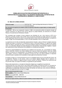 FORMULARIO DE SOLICITUD PARA ENTIDADES PARTICIPANTES EN LA