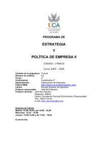 ESTRATEGIA Y POLÍTICA DE EMPRESA II PROGRAMA DE