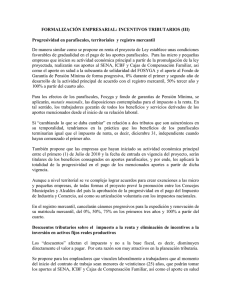 FORMALIZACIÓN EMPRESARIAL, INCENTIVOS TRIBUTARIOS (III).