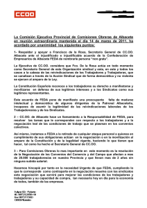 Resolución aprobada por la Ejecutiva de las CCOO de Albacete