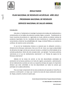Resultados Plan nacional de residuos acuícolas año 2012