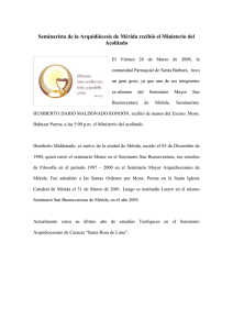 Seminarista de la Arquidiócesis de Mérida recibió el Ministerio del