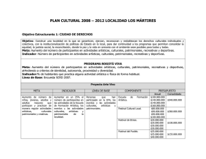 PLAN CULTURAL 2008 – 2012 LOCALIDAD LOS MÁRTIRES