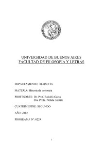 UNIVERSIDAD DE BUENOS AIRES FACULTAD DE FILOSOFIA Y LETRAS