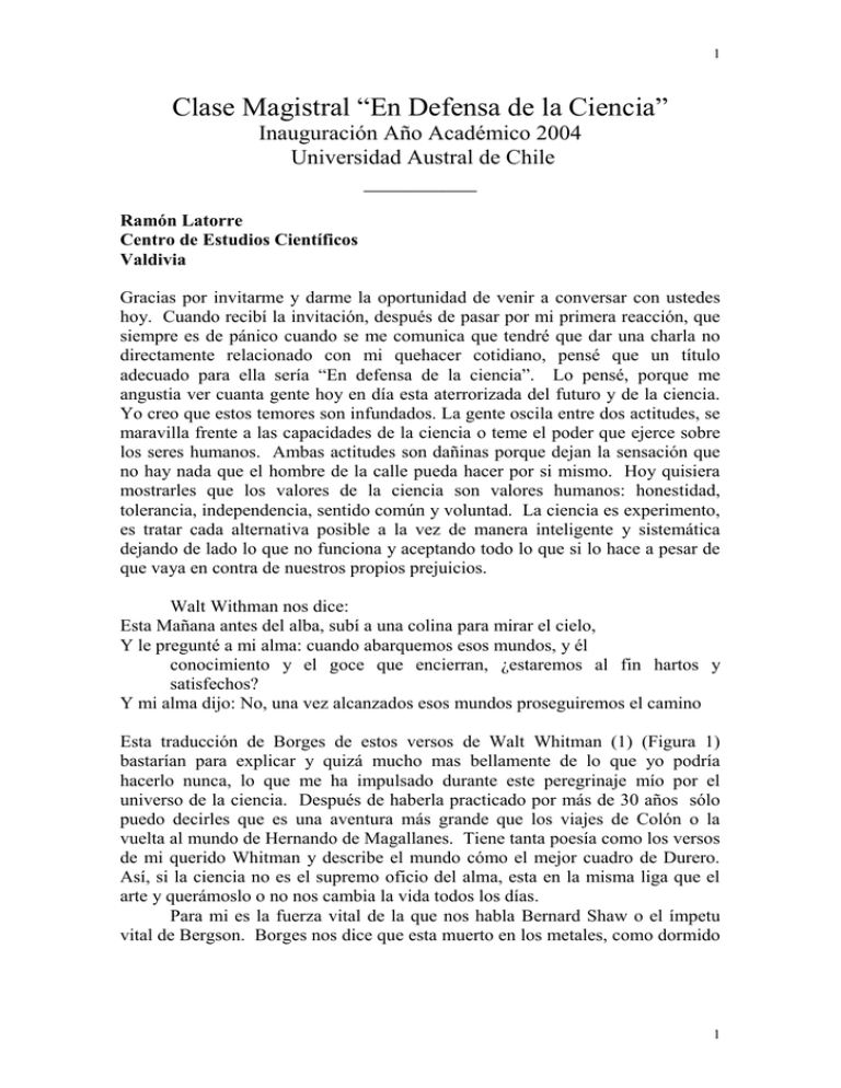 Clase Magistral “En Defensa de la Ciencia” Clase Magistral “En Defensa de la Ciencia”