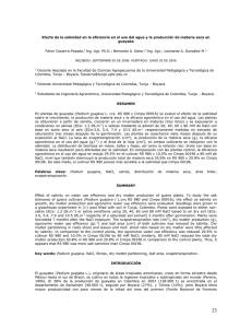 Efecto de la salinidad en la eﬁciencia en el uso... guayabo Fánor Casierra-Posada, Ing. Agr. Ph.D.; Bernardo A. Dotor,
