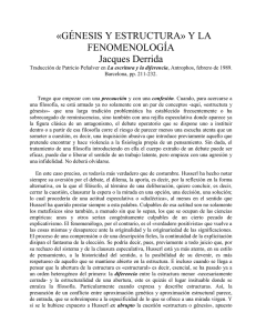 «GÉNESIS Y ESTRUCTURA» Y LA FENOMENOLOGÍA