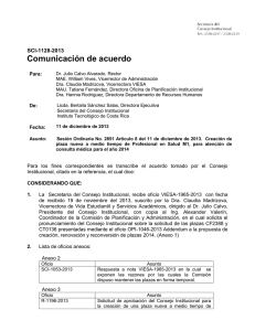 Comunicación de acuerdo SCI-1128-2013  Para: