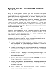 ¿Cómo incluir la guerra en Colombia en la Agenda Internacional