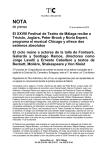 Nota de prensa XXVIII Festival de Teatro de