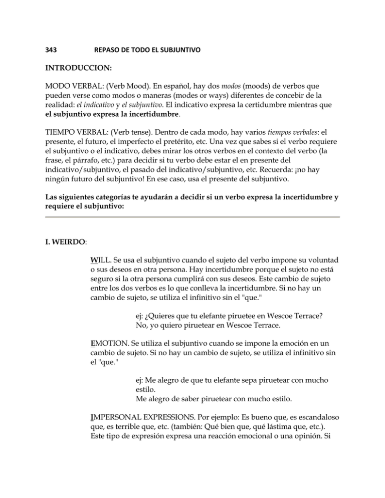Repaso De Todo El Subjuntivo