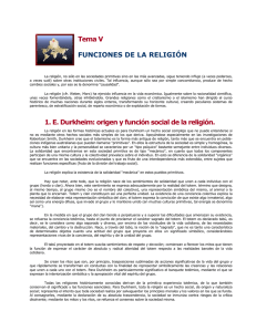 Tema 5. FUNCIONES DE LA RELIGIÓN