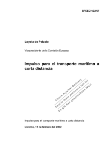 Impulso  para  el  transporte  marítimo ... corta distancia Loyola de Palacio SPEECH/02/67
