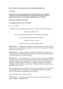 ley de financiamiento de los partidos politicos