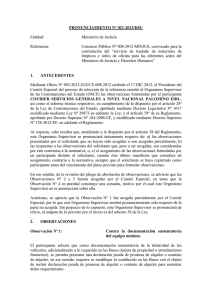 PRONUNCIAMIENTO N° 021-2013/DSU  Entidad: Ministerio de Justicia