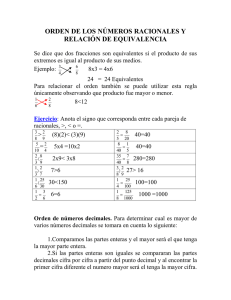 Orden de los números racionales y relación de equivalencia