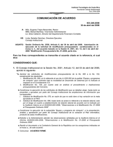 COMUNICACIÓN DE ACUERDO SCI-249-2008 30 de abril del 2008