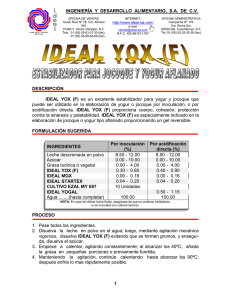 ideal yox (f) - INGENIERÍA Y DESARROLLO ALIMENTARIO, SA DE