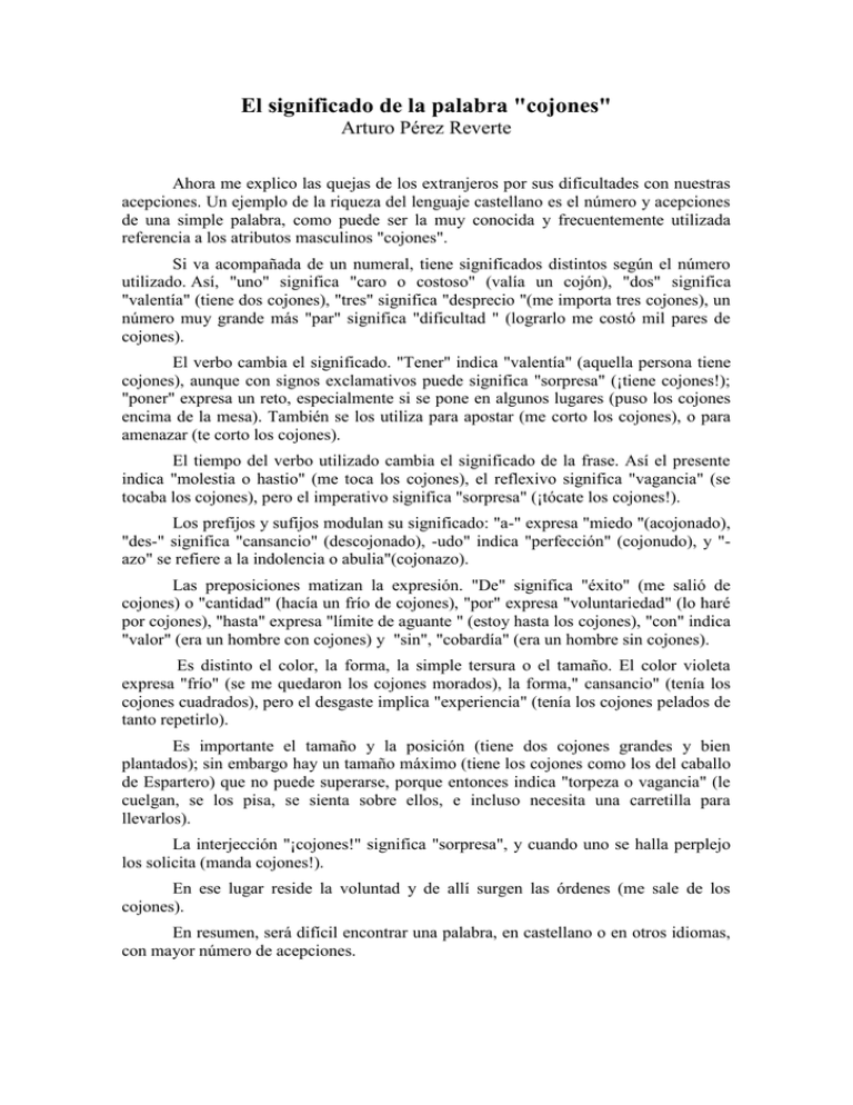 El significado de la palabra "cojones"