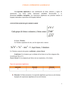 UNIDAD I EXPRESIONES ALGEBRAICAS (130048)