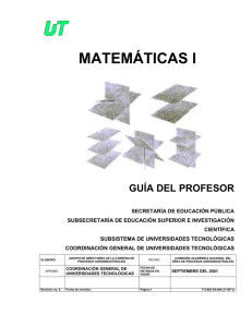 MATEMATICAS I - Universidad Tecnológica de la Selva
