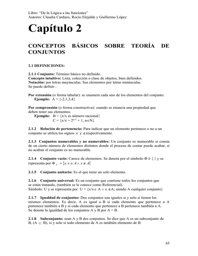 Capítulo 2 CONCEPTOS BÁSICOS SOBRE TEORÍA DE CONJUNTOS