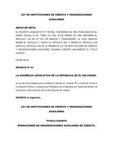 LEY DE INSTITUCIONES DE CREDITO Y ORGANIZACIONES AUXILIARES INICIO DE NOTA