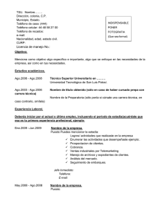 Ejemplo de Curriculum - Universidad Tecnológica de San Luis Potosí
