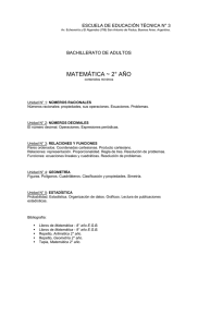 Matemática 2° año - Escuela de Educación Técnica N° 3