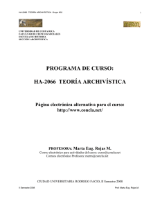 PROGRAMA DE CURSO:  HA-2066  TEORÍA ARCHIVÍSTICA