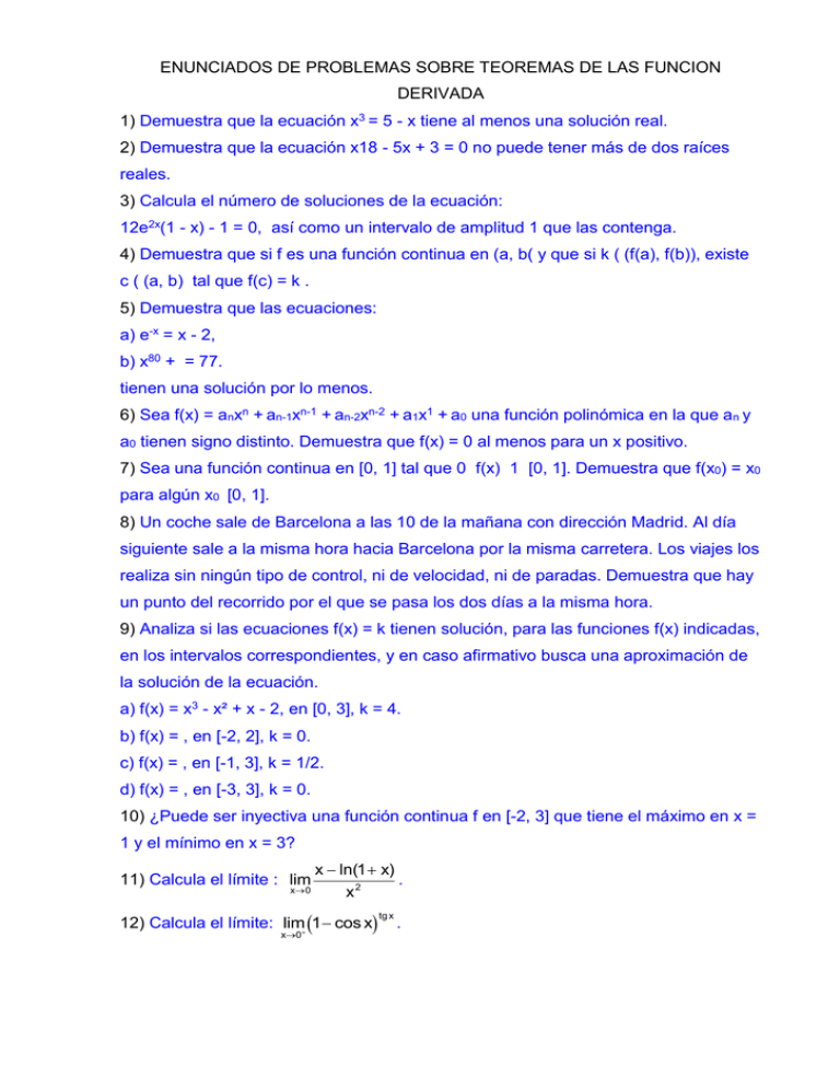 Teoremas Sobre Funciones Derivables