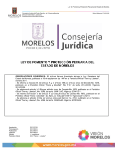 LeyFomentoProtPecuariaEdoMor - Marco Jurídico Estatal vigente